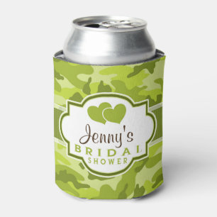 Green Camo, Camouflage Bridal Shower Can Cooler