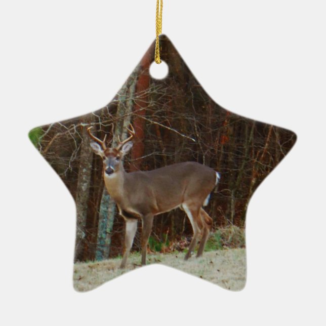 Green Camo,Camouflage Deer personalised Ceramic Tree Decoration (Front)