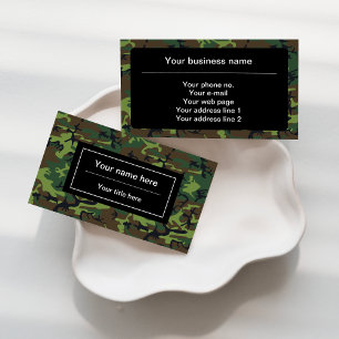 Green Camo, Camouflage, Military, Army Business Card