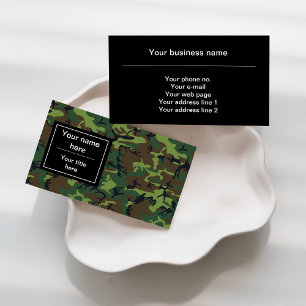 Green Camo, Camouflage, Military, Army Business Card