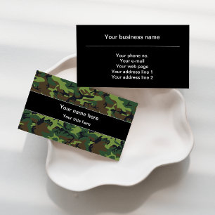 Green Camo, Camouflage, Military, Army Business Card