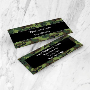 Green Camo, Camouflage, Military, Army Mini Business Card