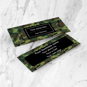 Green Camo, Camouflage, Military, Army Mini Business Card