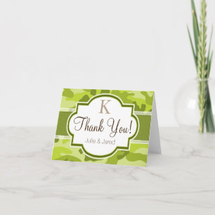 Green Camo, Camouflage Wedding Thank You Card