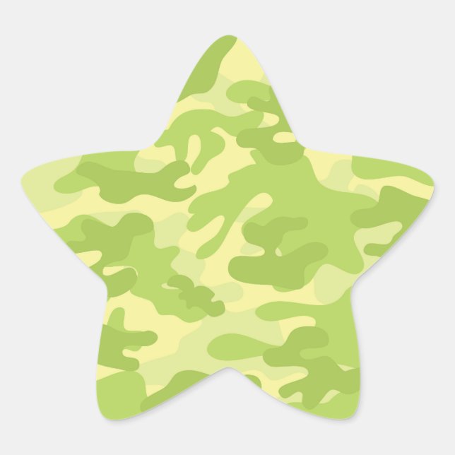 Green Camo Design Star Sticker (Front)