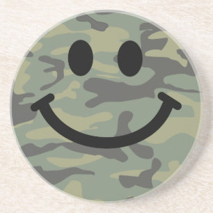 Green Camo Face Coaster