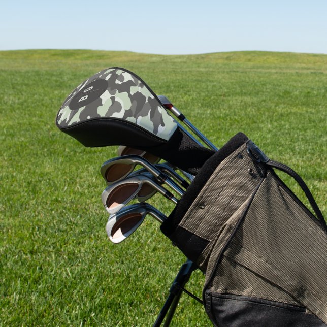 Green Camo Golf Head Cover with Custom Monogram (In Situ)
