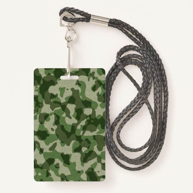 Green Camo ID Badge (Front with Lanyard)