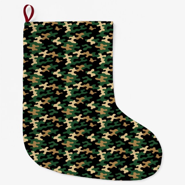 Green Camo Large Christmas Stocking (Front)