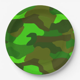 Green Camo Paper Plate