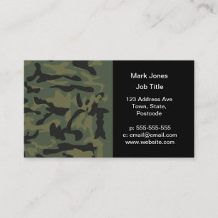 Green camo pattern business card