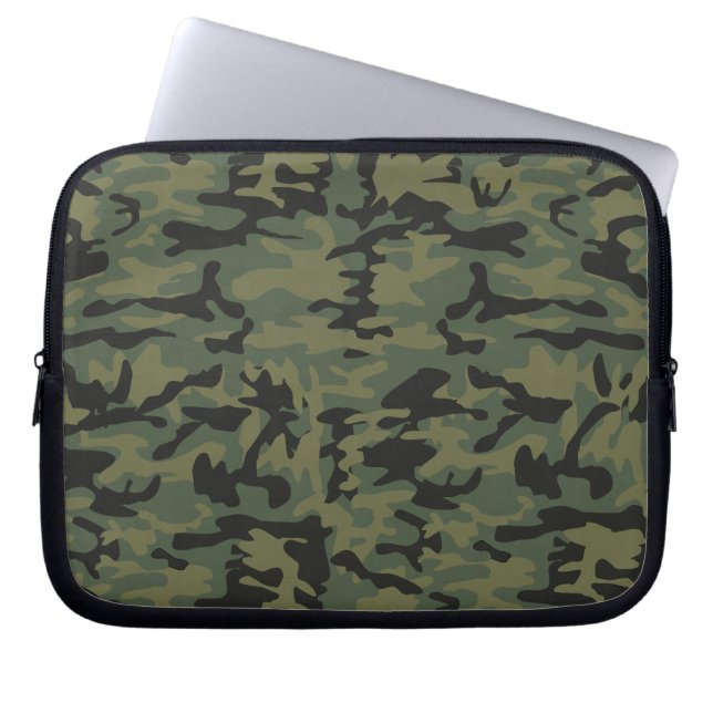 Green camo pattern laptop sleeve (Front)