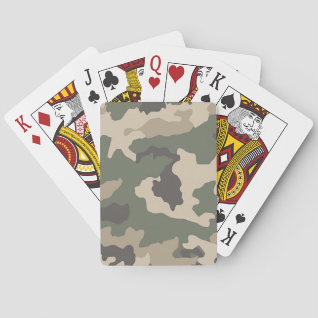 Green Camo Pattern Playing Cards (Back)