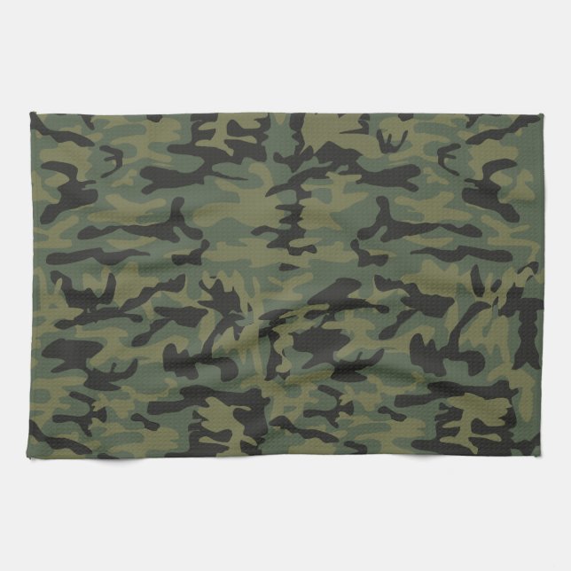 Green camo pattern tea towel (Horizontal)