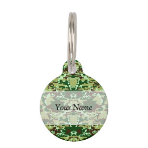 Green camo pet tag