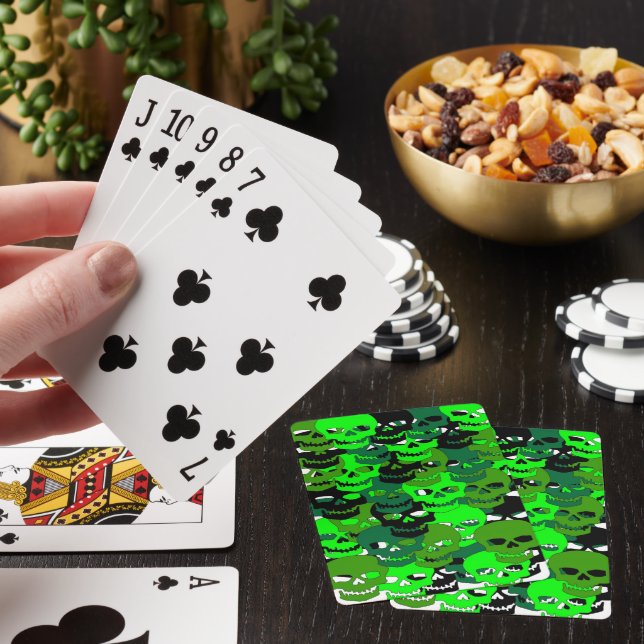 Green Camo Skull Classic Playing Cards (In Situ)
