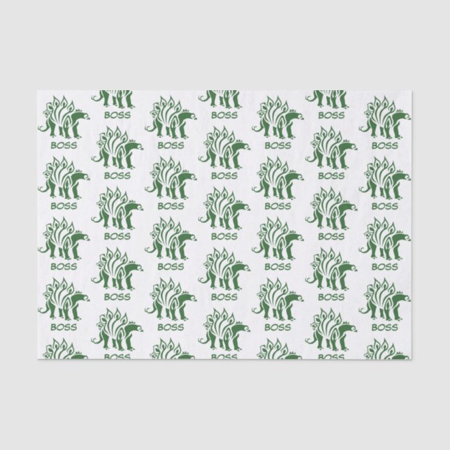 Green Camo Stegosaurus Spiked  Dinosaur  Tissue Paper (Front)