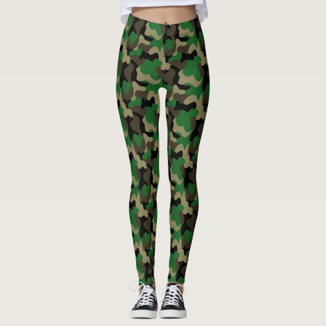 Green Camo Street Style Leggings (Front)