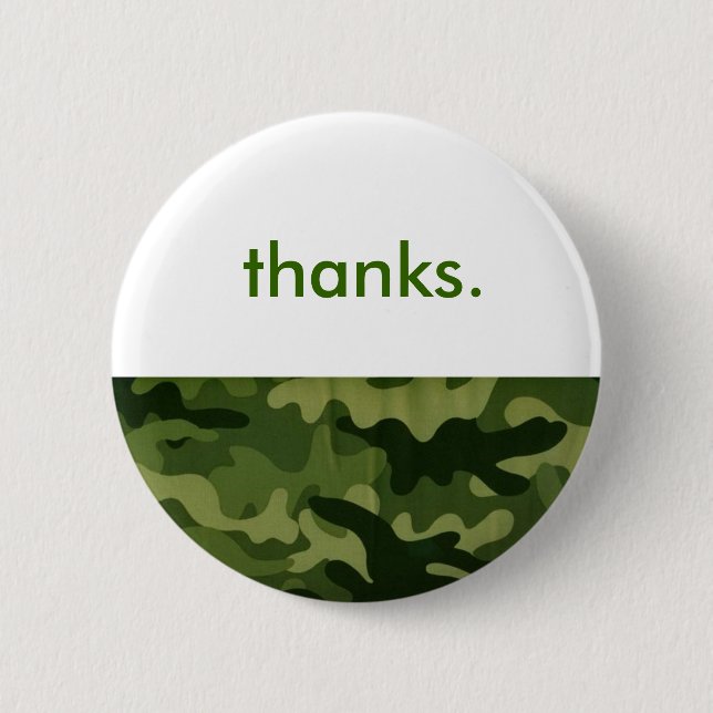 green_camo, thanks. 6 cm round badge (Front)