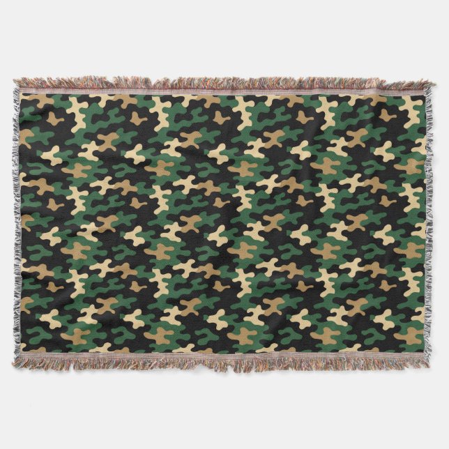 Green Camo Throw Blanket (Front)