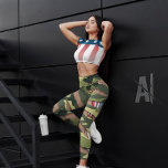 Green camo, tiger pattern, USA tattoo flag. Leggings<br><div class="desc">Green camo,  tiger pattern,  and USA tattoo flag,  the design is perfect for workouts,  outfits,  or a normal day,  and also as a gift.  this is a unique design from Army in.</div>