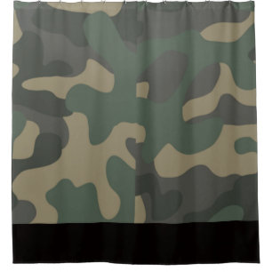 Green Camo with Black Band, Shower Camo Theme, Curtain