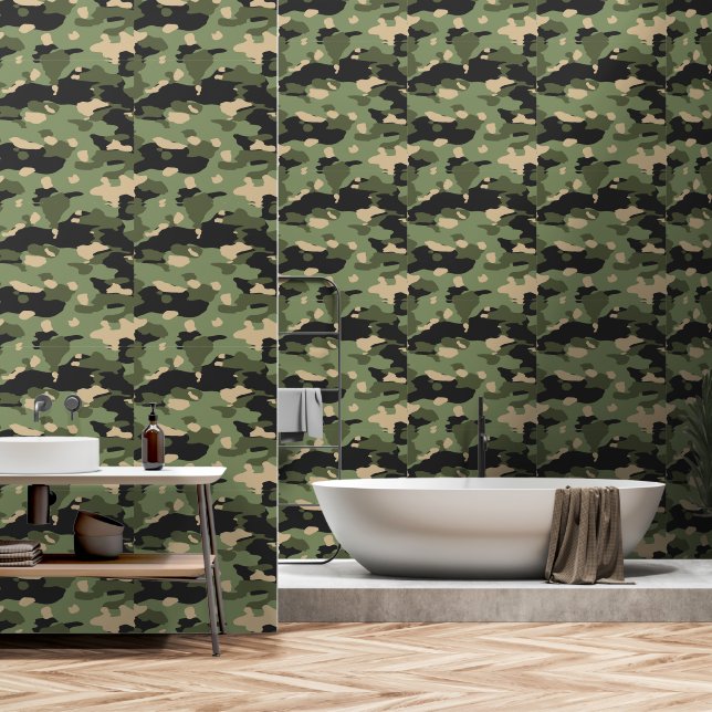 Green Camou  Wallpaper (Bathroom)