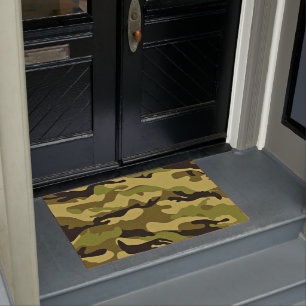 Green camouflage army texture doormat