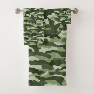 Green Camouflage Bath Towel Set