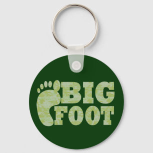 Green camouflage Bigfoot text Key Ring