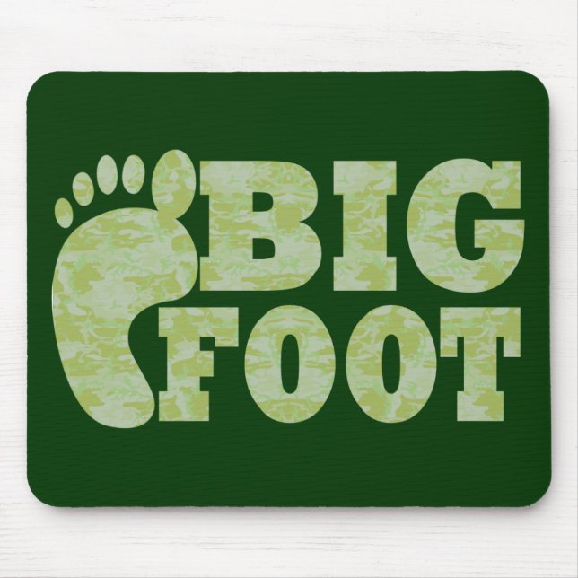 Green camouflage Bigfoot text Mouse Pad (Front)