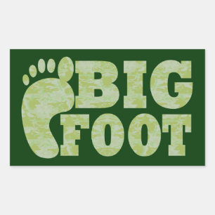 Green camouflage Bigfoot text Rectangular Sticker