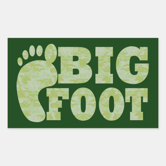 Green camouflage Bigfoot text Rectangular Sticker (Front)