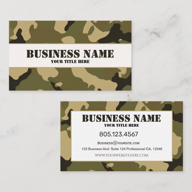 Green Camouflage Business Card (Front/Back)
