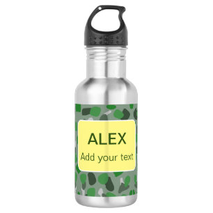 Green camouflage camo add name text school college 532 ml water bottle
