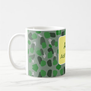 Green camouflage camo add name text school college coffee mug