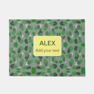 Green camouflage camo add name text school college doormat