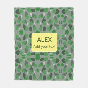 Green camouflage camo add name text school college fleece blanket