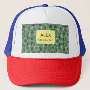Green camouflage camo add name text school college trucker hat