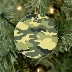Green Camouflage Camo texture Ceramic Tree Decoration