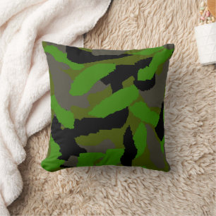 Green Camouflage Design Cushion