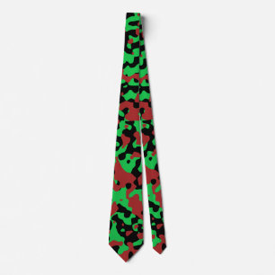 Green Camouflage in Burgundy and Dark Red Tie