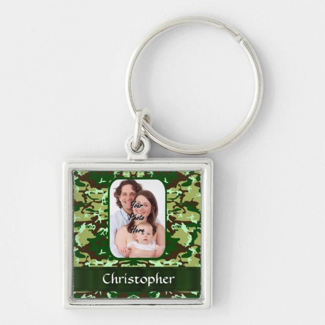Green camouflage key ring (Front)