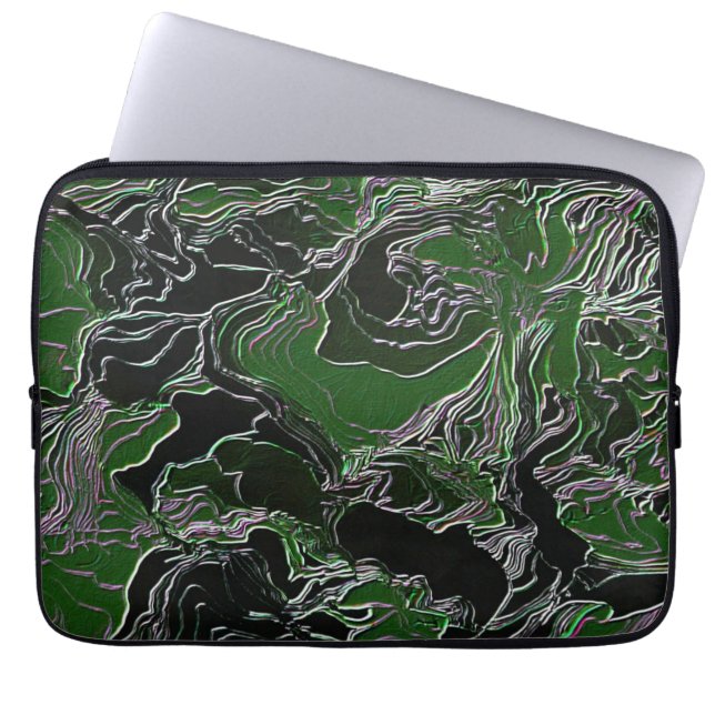 Green Camouflage Laptop Sleeve (Front)