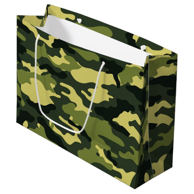 Green camouflage Large Gift Bag (Front Angled)