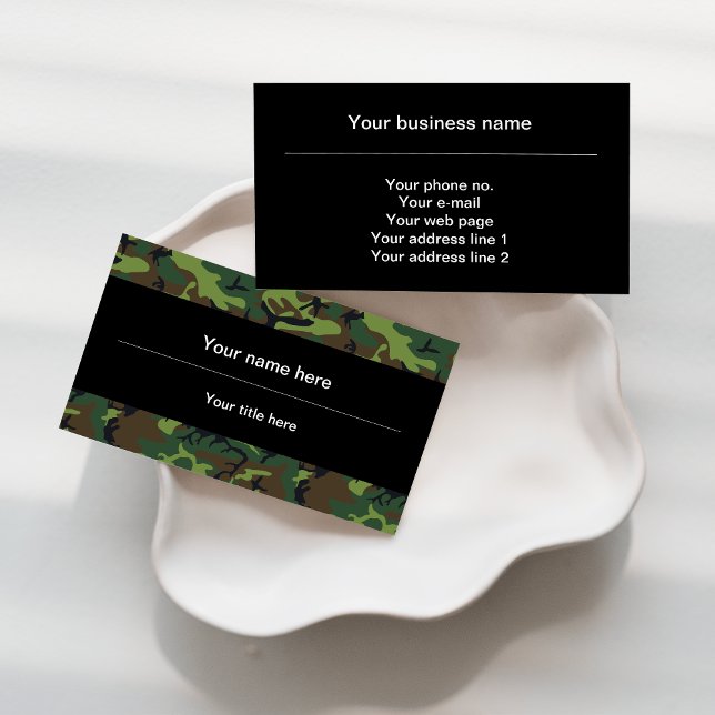 Green Camouflage, Military, Army Business Card (Creator Uploaded)