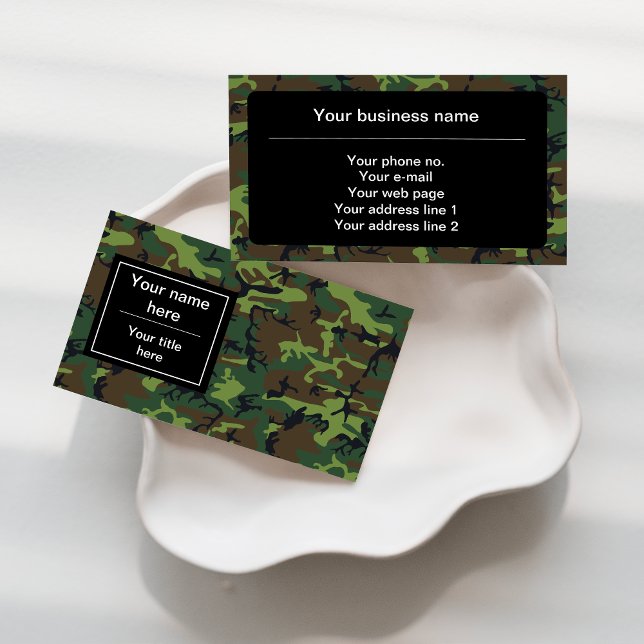 Green Camouflage, Military, Army Business Card (Creator Uploaded)