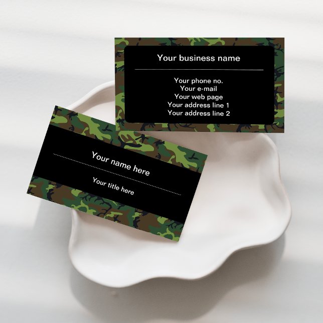 Green Camouflage, Military, Army Business Card (Creator Uploaded)