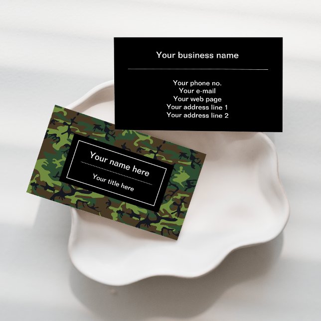 Green Camouflage, Military, Army Business Card (Creator Uploaded)