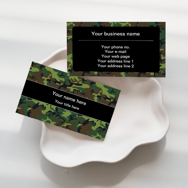 Green Camouflage, Military, Army Business Card (Creator Uploaded)